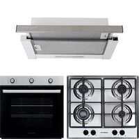 Pachet Cuptor electric Incorporabil Hausberg HB-8053IN, Clasa A, 71L, 2225W, Negru/Inox, Plita incorporabila HB-556IN, Gaz, 4 arzatoare, Gratar din fonta, Hota incorporabila telescopica HB-1285IN, Putere de absorbtie 420 m3/h, 2 motoare, 60 cm, Alb
