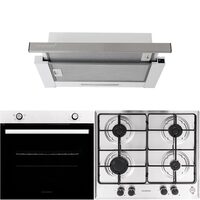 Pachet Incorporabil Cuptor electric Hausberg HB-8051IN, Clasa A, 76L, 2000W, Negru/Inox, Plita Incorporabila HB-555, 4 arzatoare, Gaz, Inox, Hota incorporabila telescopica HB-1285IN, Putere de absorbtie 420 m3/h, 2 motoare, 60 cm, Inox/Alb