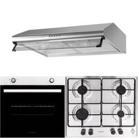 Pachet incorporabil Cuptor electric Hausberg HB-8051IN, Clasa A, 76L, 2000W, Negru/Inox, Plita Incorporabila HB-555, 4 arzatoare, Gaz, Inox, Hota incorporabila decorativa HB-1220, Putere de absorbtie 450 m3/h, 2 motoare, 60 cm, Inox