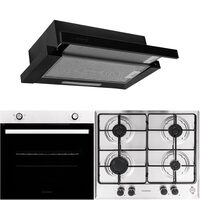 Pachet incorporabil Hausberg Cuptor electric HB-8051IN, Clasa A, 76L, 2000W, Negru/Inox Plita Incorporabila HB-555, 4 arzatoare, Gaz, Inox, Hota incorporabila telescopica HB-1285NG, Putere de absorbtie 420 m3/h, 2 motoare, 60 cm, Negru
