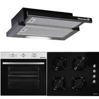 Pachet Incorporabil Cuptor electric Hausberg HB-8053IN, 71L, Negru/Inox, Plita Incorporabila HB-563NG, Gaz, Sticla, Negru, Hota incorporabila telescopica HB-1285NG, 420 m3/h, 2 motoare
