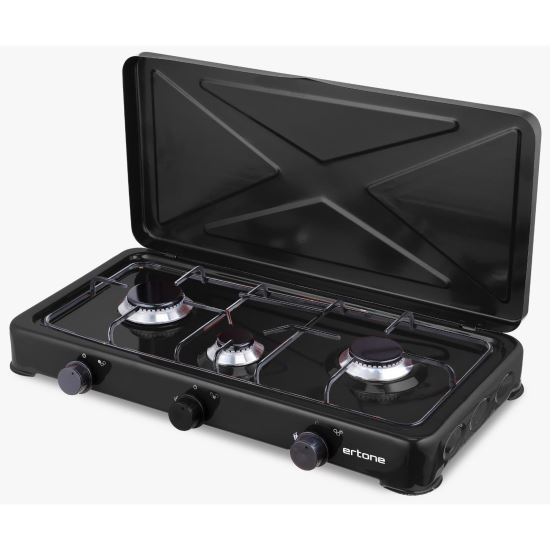 Минигаз 3 отвора ERTONE MN213NG, емайлиран, с капак, захранване с газова бутилка LPG