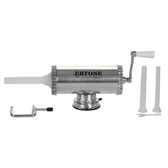 Aparat cu sprit pentru prepararea carnatilor, capacitate 2.5 Kg, aluminiu inoxidabil, Argintiu