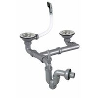 Sistem scurgere chiuveta dubla Sanitec Q90 SN-048, racord cu preaplin, dublu