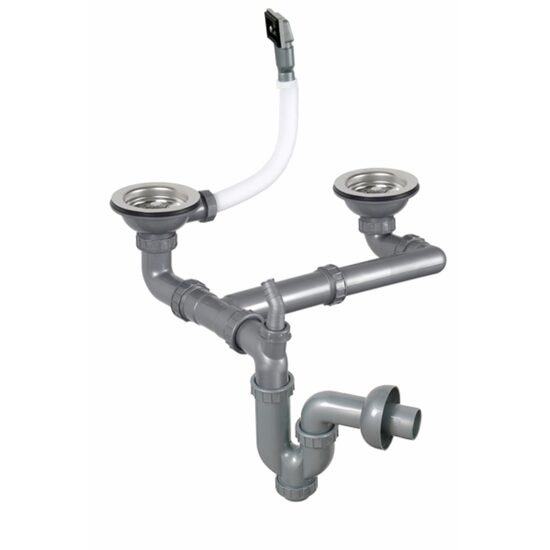 Sistem scurgere chiuveta dubla Sanitec Q90 SN-048, racord cu preaplin, dublu