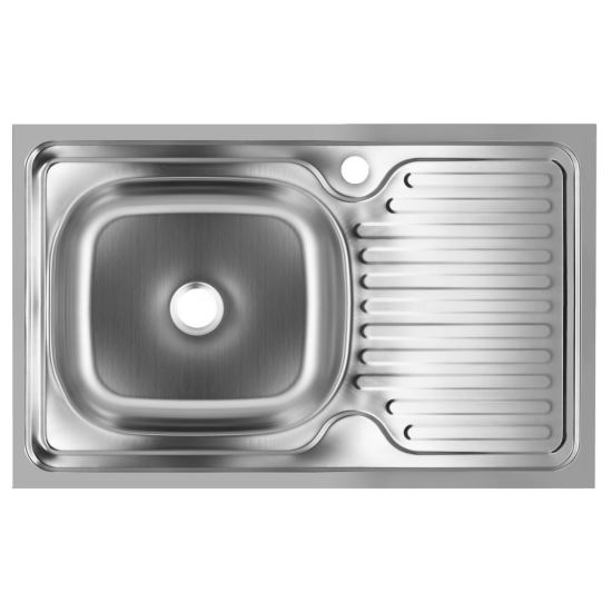 Chiuveta bucatarie Sanitec SN7002S, pentru blat 76X43.5cm, cuva stanga, adancime 16cm, anticalcar, inox