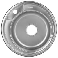 Chiuveta bucatarie Freddo SN9000, pentru blat, anticalcar, finisaj anticalcar, cu preaplin, diametru 49cm, rotunda, inox
