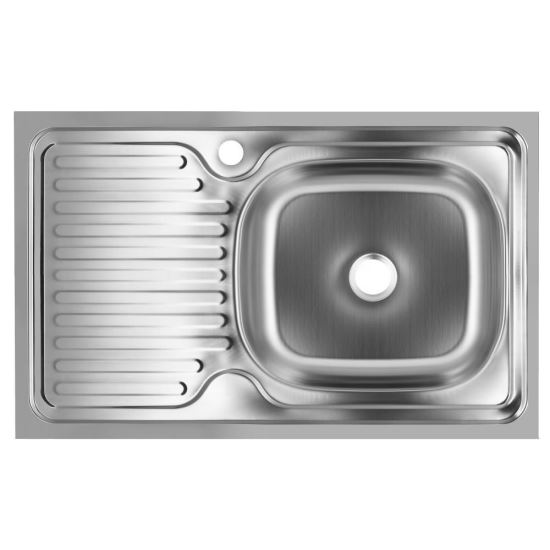 Chiuveta bucatarie pentru blat Freddo SN9002D, 76x43.5cm, anticalcar, cu preaplin, cuva dreapta, Inox