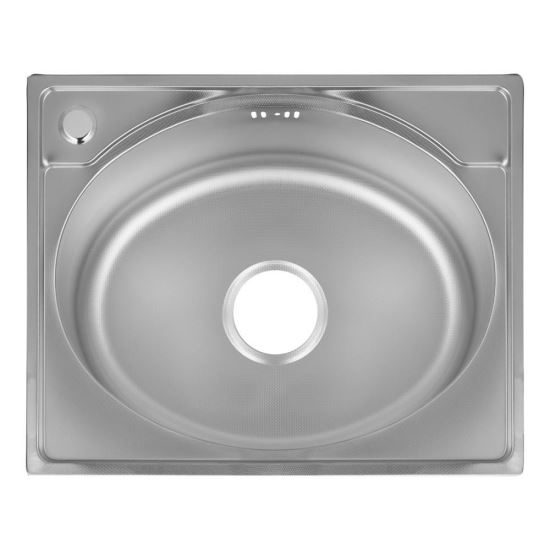 Chiuveta bucatarie pentru blat Freddo SN9005S, anticalcar, cuva centru, 52x41cm, adancime 18 cm, orificiu baterie stanga, Inox