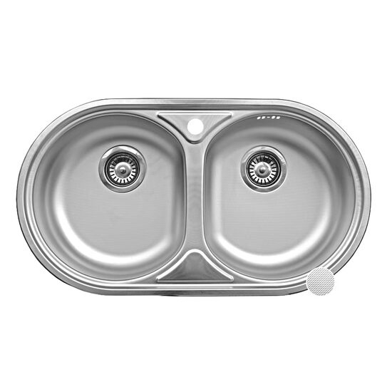 Chiuveta bucatarie Freddo SN9024, pentru blat, cuva stanga si dreapta, anticalcar, dimensiune 83x43.5 cm, inox