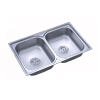 Chiuveta Freddo SN9027, Pentru blat 78*43,5 cm, Satinat, 2 cuve, Inox