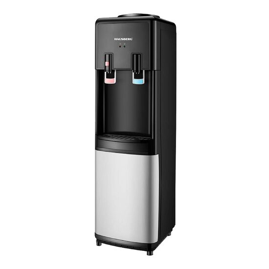 Диспенсър за вода HAUSBERG HB-6025NG, мощност на нагряване 550 W, мощност на охлаждане 80 W, резервоар за вода от неръждаема стомана, автоматичен термостат, черен