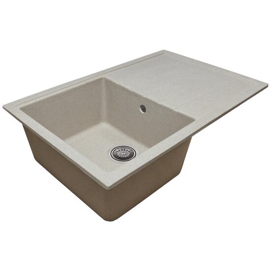 Chiuveta bucatarie Sanitec Elmy SN9035ST-BEJ, granit-compozit, bej, 1 cuva stanga, 78 x 50 cm