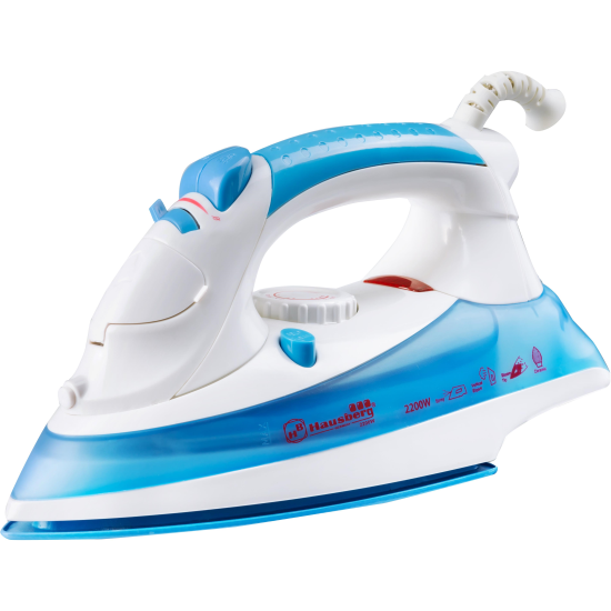 Ютия Hausberg HB-7805BL, керамична гладеща плоча, пароструйка 12g/min, вертикална пара 25g/min, система против капене, система за самопочистване, 2200W