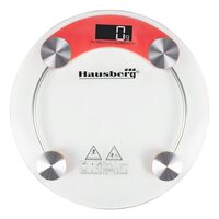 Cantar corporal HAUSBERG HB-6000RS, display LCD, inchidere automata, indicator baterie, 180 kg, Sticla transaparenta, Rosu