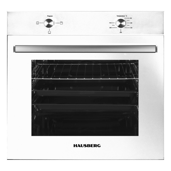 Cuptor incorporabil Hausberg HB-8051AB, Electric, Putere 2000 W, 76 l, 4 Functii, Clasa A, Alb
