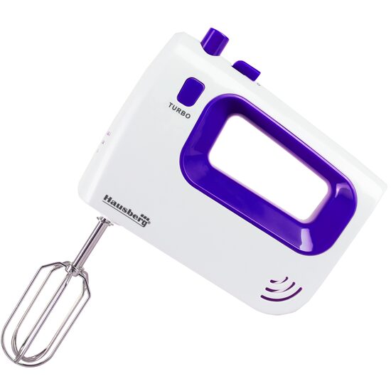 Ръчен миксер HAUSBERG HB-4120MV, 300W, 5 скорости + турбо, включени аксесоари, Лилав