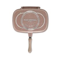 Tigaie Dubla Grill Hausberg HB-H1540PO, interior antiaderent, 36 cm, marmura, Portocaliu