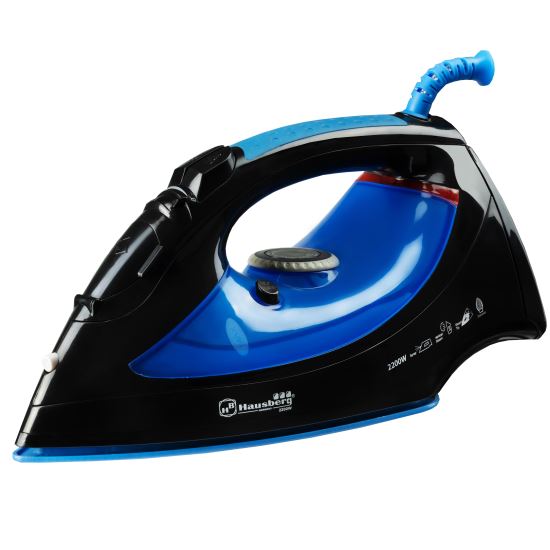 Ютия Hausberg HB-7802BL, керамична гладеща плоча, пароструйка 12g/min, вертикална пара 25g/min, система против капене, система за самопочистване, 2200W