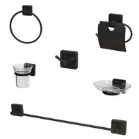 Set accesorii pentru baie, 6 piese, model Negru