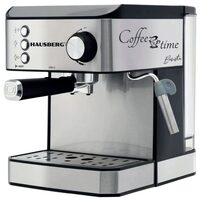 Espressor cafea HAUSBERG HB3725, cafea macinata, 15 bar, 850-1000 W, gri cu negru