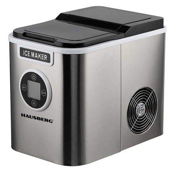 Aparat de preparat gheata HAUSBERG HB-6020, capacitate vas apa 2.2 litri, productie cuburi gheata 12 kg / 24 ore, capacitate de stocare 0.8 kg, posibilitate selectare dimensiune cuburi, argintiu