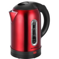 Fierbator apa electric HAUSBERG HB-3621RS, 1500 - 1800 W, 1.8 litri, rezervor de apa din otel inoxidabil, oprire automata la fierbere, rotire la 360 grade, protectie la supraincalzire, baza detasabila, rosu