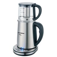 Aparat digital preparare ceai HAUSBERG HB-3640IN, 1500W, cana 1.7L, ceainic 1L, panou din otel inoxidabil cu afisaj digital, termostat, Inox