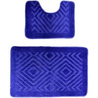 Set 2 covoare baie HAUSBERG HB-H435BL, material textil, 46x72/46x35 cm, Albastru