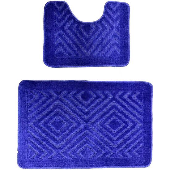 Set 2 covoare baie HAUSBERG HB-H435BL, material textil, 46x72/46x35 cm, Albastru