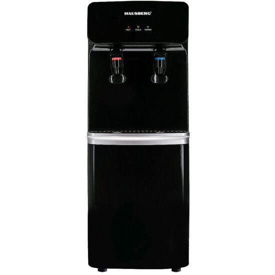 Подов диспенсер за вода HAUSBERG HB-6023NG, мощност на отопление 550 W, мощност на охлаждане 85 W, резервоар за вода от неръждаема стомана, светлинен индикатор, регулируем термостат, черен