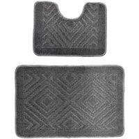 Set 2 covoare baie HAUSBERG HB-H435GR, material textil, 46x72/46x35 cm, Gri