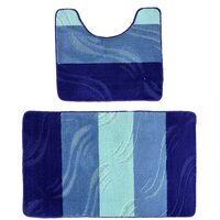 Set 2 covoare baie HAUSBERG HB-H437BL, material textil, 57x100/57x50 cm, Albastru