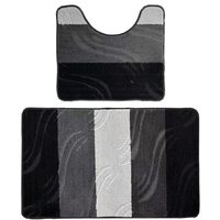 Set 2 covoare baie HAUSBERG HB-H437GR, material textil, 57x100/57x50 cm, Gri