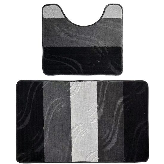 Set 2 covoare baie HAUSBERG HB-H437GR, material textil, 57x100/57x50 cm, Gri