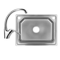 Pachet Chiuveta Bucatarie Sanitec SN9026, pentru blat 60X43 cm , anticalcar, baterie Sanitec SN2005 monocomanda, Inox