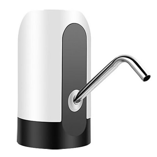 Dispozitiv electric reincarcabil de pompare apa, HAUSBERG HB-2605, din otel inoxidabil si plastic, pentru sticle PET de 10l, buton on/off, baterie incorporata, USB, alb/negru