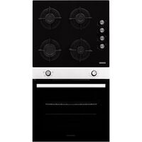 Pachet incorporabil HAUSBERG Cuptor electric HB-8051IN, 2000 W, 76 l, 4 Functii, Clasa A, Plita HB-567NG, Gaz, 4 arzatoare, Sistem de siguranta GAZ, Gratar din fonta, Material Sticla, Negru/Inox