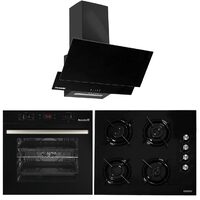 Pachet incorporabil HAUSBERG cuptor electric HB-8054NG, Clasa A, 71L, 2225W, sticla termoizolant, termostat, timer, 7 functii, ventilatie, Plita HB-563, Gaz, 4 arzatoare, Sticla, Hota decorativa HB-1805NG, 60 cm, 450m3/h, Filtru aluminiu, Negru