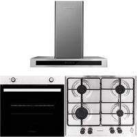 Pachet Cuptor Incorporabil Hausberg HB-8051IN, Electric, 76 l, 4 Functii, Clasa A + Plita Incorporabila Hausberg HB-555, 4 arzatoare, Gaz, Inox + Hota incorporabila decorativa Hausberg HB-1380, 450 m3/h, 1 motor, Touch control, LED, Filtru aluminiu