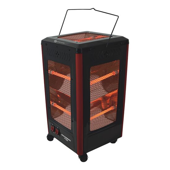 Електрически радиатор Hausberg HB-8802NG, 2200W, 5 степени на мощност, отопление в 5 посоки, ходови колела, транспортна дръжка, защита срещу преобръщане, Черен