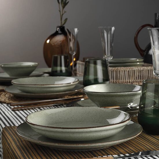 Serviciu de masa Color-X, 24 piese, 6 persoane, portelan, verde, kutahya porselen