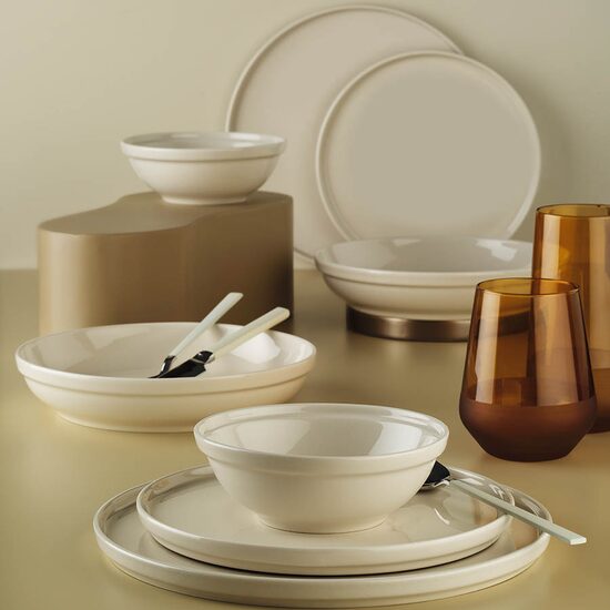 Сервиз за маса FIT-C, 24 части, 6 човека, порцелан, сметана, кутахя порцелан