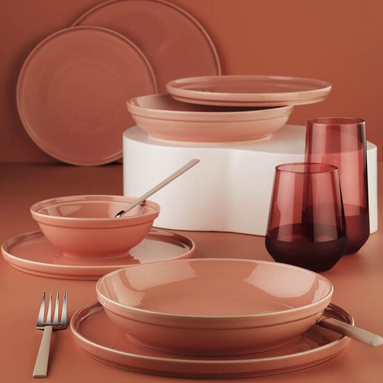 Сервиз за маса FIT-C, 24 части, 6 души, порцелан, розов, порцелан kutahya