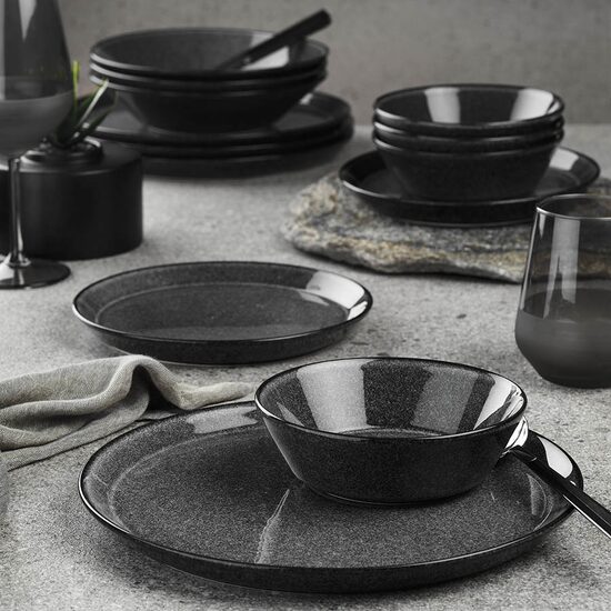 Сервиз за маса FORZA, 24 части, 6 души, порцелан, черен, порцелан kutahya