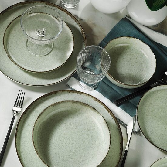Сервиз за маса Moderna Dotti, 24 части, 6 души, порцелан, зелен, кутахя порцелан