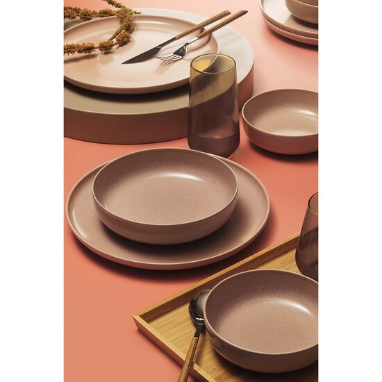 Сервиз за маса Moderna Colore Matte, 24 части, 6 души, порцелан, матово розово, кутахя порцелан