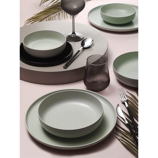 Сервиз за маса Moderna Colore Matte, 24 части, 6 души, порцелан, матово зелено, кутахя порцелан