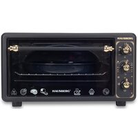 Cuptor electric Rustic HAUSBERG HB-8001RST, 1400W, 48l, Timer mecanic, Termostat reglabil, 4 nivele de inaltime a tavii, usa din sticla rezistenta la temperature ridicate, panou mecanic, Negru-Auriu