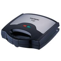 Sandwich maker 3 in 1 HAUSBERG HB-3514IN, 700-800 W, 3 placi detasabile anti-aderente, Termostat, Negru/Inox